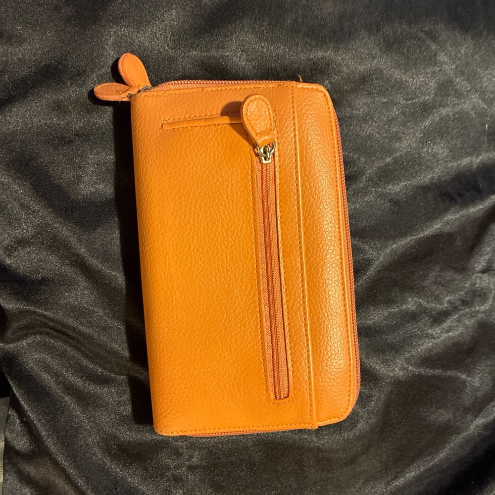 Orange Leather Zip Wallet